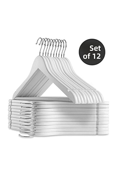 ikatem Umerașe din plastic cu aspect lemn alb 12 buc