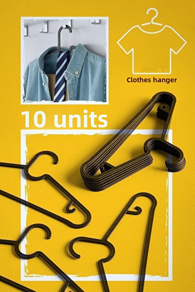 DEYHOME مجموعة شماعات ملابس رفيعة مكونة من 10 قطع باللون الأسود