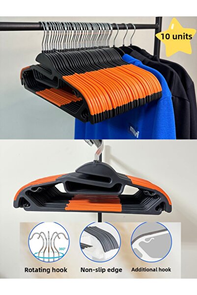 long way 10 قطع متعددة الوظائف ذات هيكل رفيع ورف ملابس غير قابل للانزلاق يجمع بين الأناقة والتخطيط