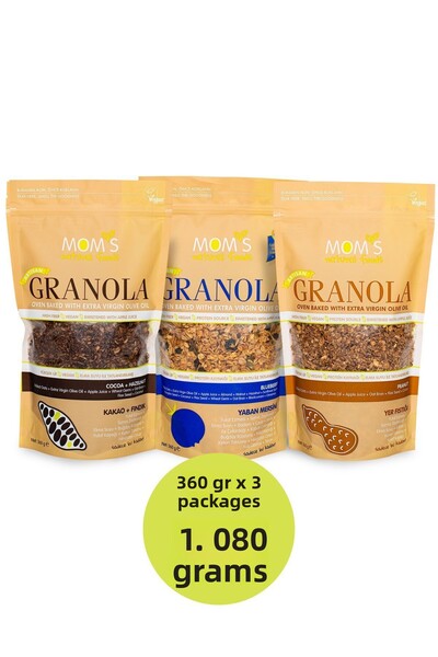 Mom's Natural Foods حزمة من 3 جرانولا كاكاو فينديك 360 جرام / مرسيني غريب 360...