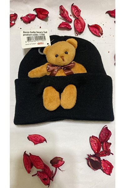 sema aksesuar New Season Unisex Knitwear Baby Beanie with Teddy Bear