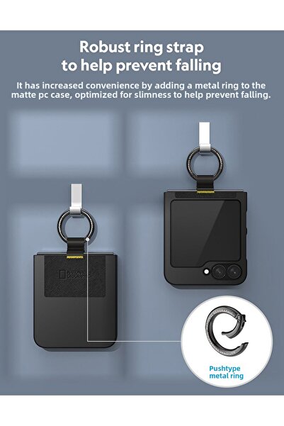 NATIONAL GEOGRAPHIC Ring Strap Slim Fit Case V2 For Galaxy Z Flip 6 - Black