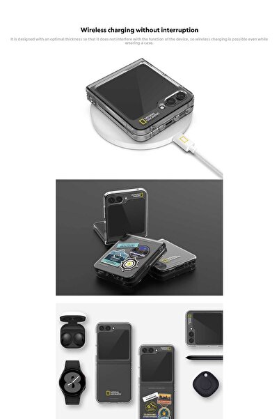 NATIONAL GEOGRAPHIC Crystal Slim Fit Case Galaxy Z Flip 5 Basic Logo - Transparent