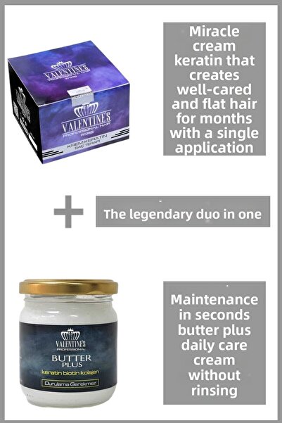 VALENTINES PROFESSIONAL كريم كيراتين المعجزة بي تي إكس فعال للعلاج البرازيلي بدون شطف مع زبدة بلس للعناية اليومية