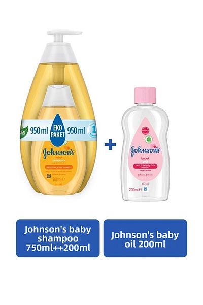 Johnson's 750 مل و 200 مل شامبو أطفال + زيت أطفال