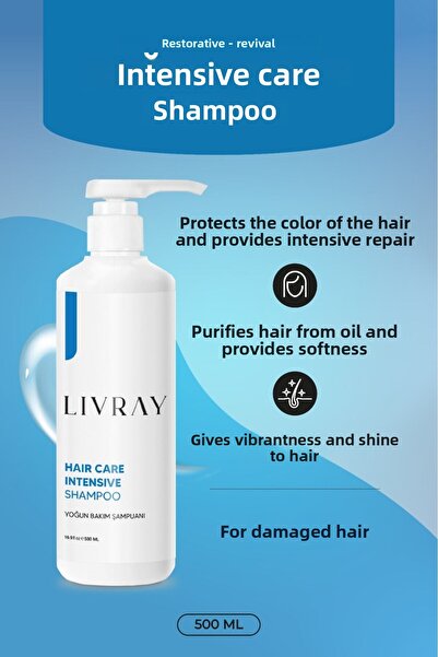 Livray شامبو إصلاح مكثف 500 مل - معالج جدًا للشعر التالف والمفرط
