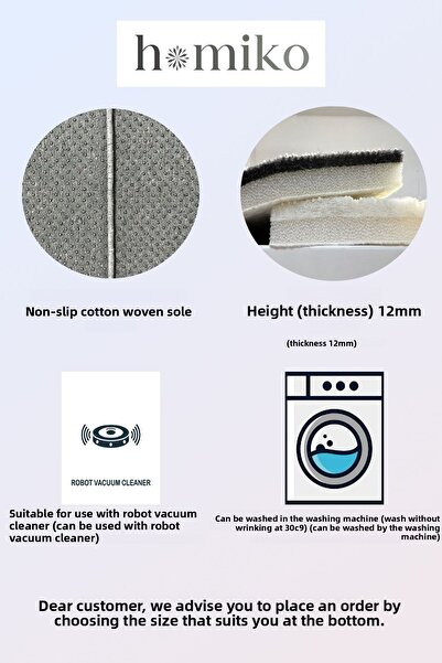 Homiko White Stone Patterned Large Size Bathroom Mat Set of 2