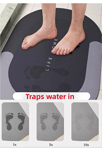 sogex Covoraș de baie Super absorbant de apă Covoraș de bază anti-alunecare Covoraș de diatomită oval Covoraș Nappa ALBASTRU (60x39cm)