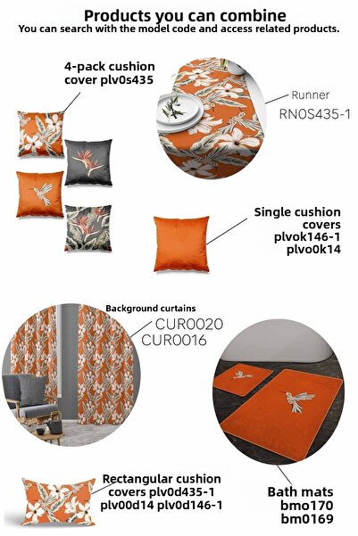 Pilloveland Non-Slip Base Washable 2-Piece Bath Mat - Hibiscus Patterned 60*100 Cm - 50*60 Cm