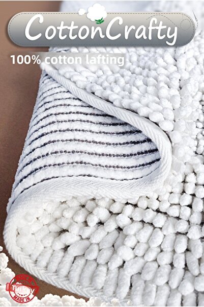 Cotton Crafty Σετ πατάκι μπάνιου από βαμβακερό ταφτίνγκ, ζυμαρικά μπάνιου 60x100 εκ.
