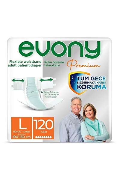 Evony Flexible Premium - Large 30*4 Waistband Patient Diapers (120 PCS)