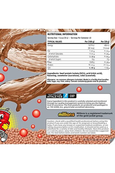 applied nutrition Beef XP Protein Isolate Cola Millions Zero Sugar, Low Fat, 1.8kg