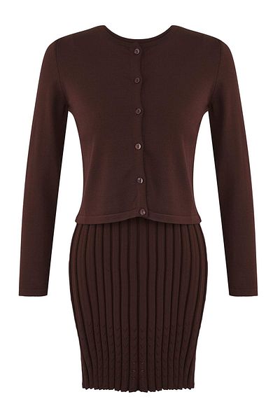 Trendyol Collection Maro Premium/Fineță specială Aspect mercerizat Mini tricotaj Cardigan-Rochie Costum TWOAW26EL00004
