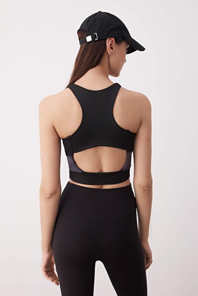 Trendyol Collection Anthracite Color Block Back Detail Supported/Shaping Knitted Sports Bra Thmaw26Ss00005