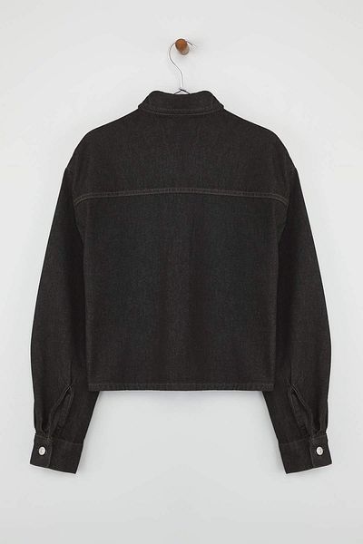 Trendyol Collection Black Pocket Detailed Shirt Collar Regular Denim Jacket Twoaw26Ce00025