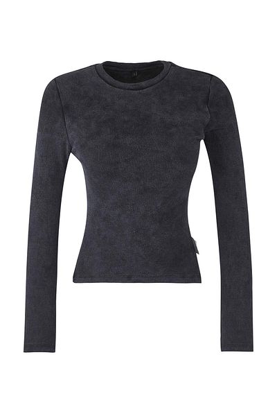 Trendyol Collection Anthracite Vintage/Faded Effect Fitted/Body Otruan Λεπτομέρεια αξεσουάρ Ευέλικτη πλεκτή μπλούζα TWOAW26BZ00111