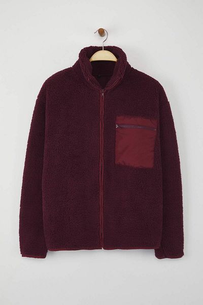 Trendyol Collection Winter Essentials Plum Fleece Zipper Stand Collar Pocket Detail Knitted Sweatshirt Twoaw24Sw00071