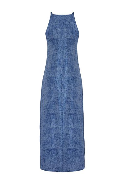 Trendyol Collection Blue Abstract Maxi Woven Dress Twoss25El00904