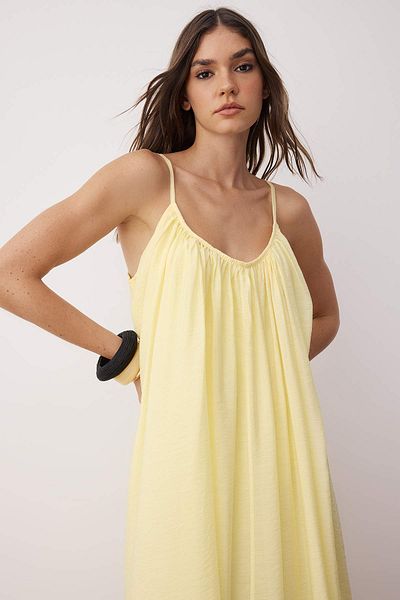 Trendyol Collection Yellow Plain Midi Woven Dress Twoss25El00906