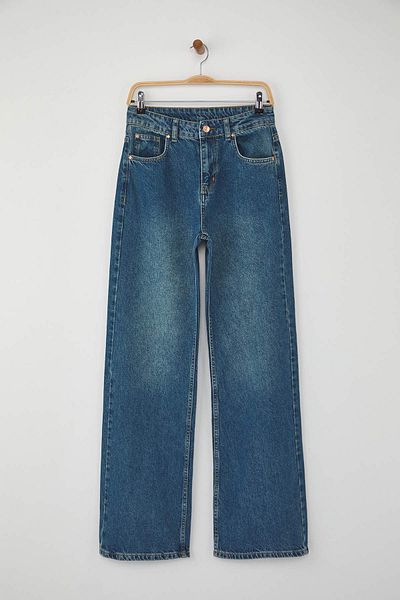 Trendyol Collection Blue High Waist Wide Leg Wide Leg Jeans Twoaw26Je00086