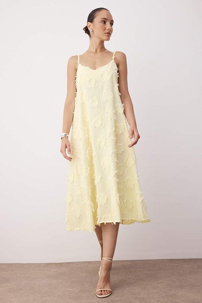 Trendyol Collection Yellow Plain Midi Woven Dress Twoss25El00905