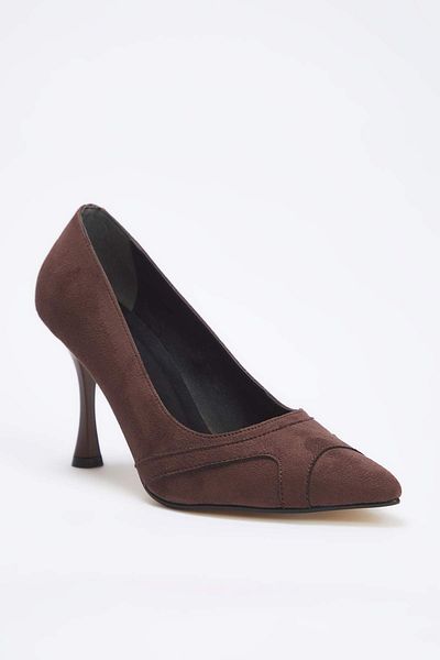 TRENDYOL SHOES Pantofi de damă cu toc subțire maro închis 
 TAKAW26TO00002
