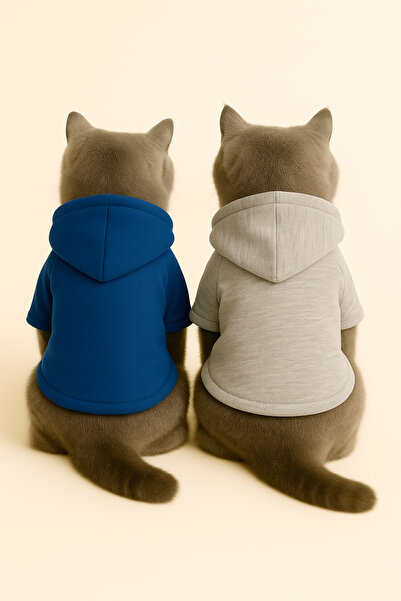 Monopetz سويت شيرت صوف بغطاء للرأس للكلاب والقطط - عبوة من قطعتين باللونين ال...