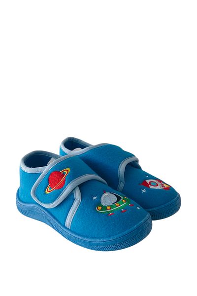 Stella Pendenza Blue Kids Children's Unisex Slippers Velcro Comfortable Non-Slip Sole Home Shoes Kp-9503