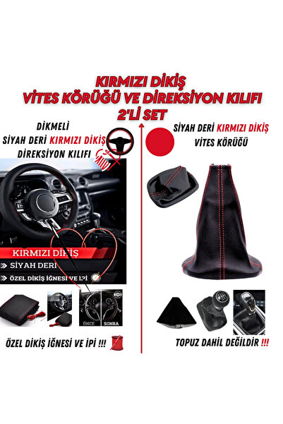 SONİKON LİNE Ford Transit Uyumlu Dikişli Siyah Deri Oto Vites Körüğü ve Direk...