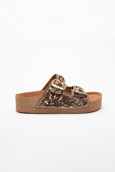 Sister in Love Morena Stone Detailed Buckle Slippers