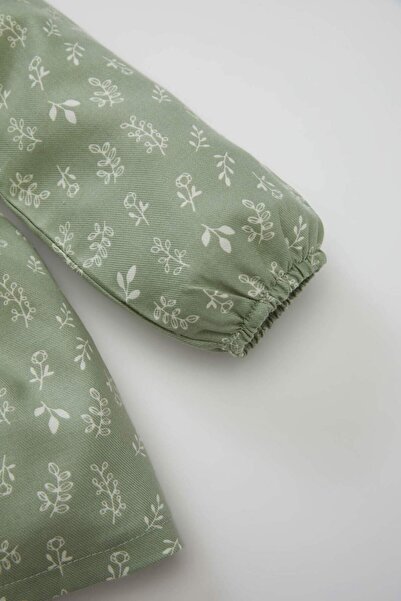 DeFacto Baby Girl Crew Neck Button Floral Print Long Sleeve Twill Dress D2556A524Au