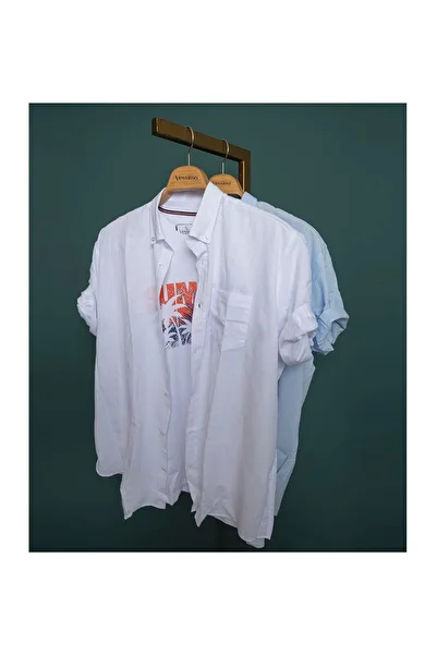 Vessimo Plus Size Men's Linen Short Sleeve Shirt