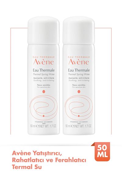 Avene ماء حراري أفين 50 مل × 2 - أنواع صغيرة مهدئة ومريحة ومنعشة