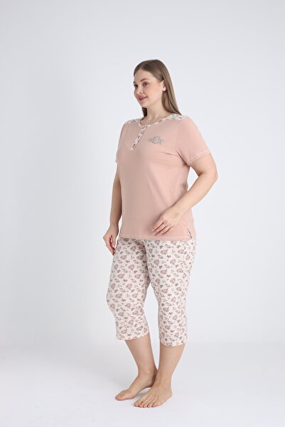 Cotpark Women's Plus Size 100% Cotton Short Sleeve Capri Suit 14649