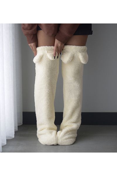 Özgüner Oyuncak Pabtex Plush Socks over the Knee Winter Sleeping Socks Foot Warmer Long Socks