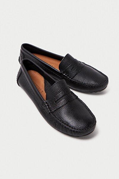 Mubiano Dámské černé balerínky a mokasíny z pravé kůže 202-S s oválnou špičkou