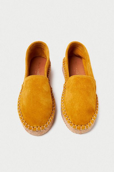 Mubiano Collection Mubiano Genuine Leather Collection Espadrile de damă din piele intoarsa Balerina Mustard -MCSVT23TMS002-HRD
