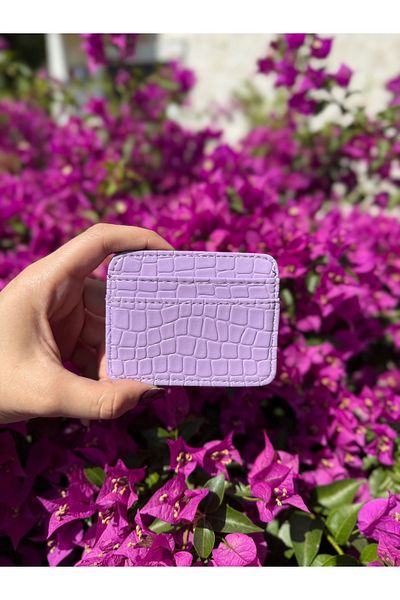 SİNİSA BAG Women's Purple Leather Stylish Card Holder - 5 Compartments Minimal Design
