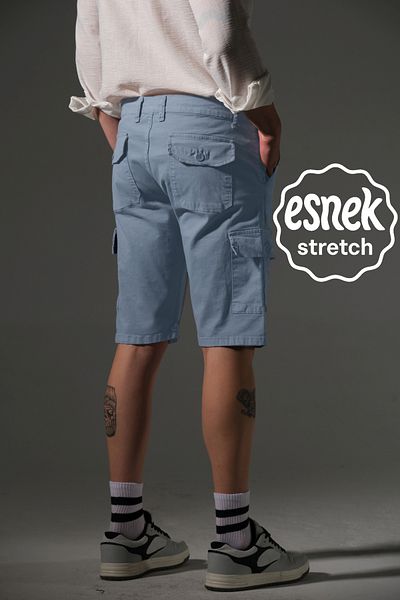 Domoda Мъжки карго шорти Slim Fit None Denim с джоб от гъвкава материя