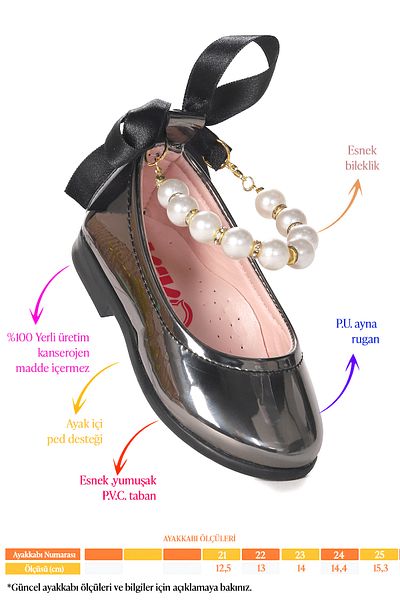 Kiko Kids Blanch Mirror Pearl Elastic Baby Girl Ballerina Shoes