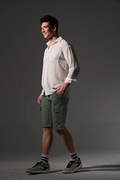 Domoda Slim Fit None Denim Side Pocket Stretch Fabric Men's Jean Cargo Shorts