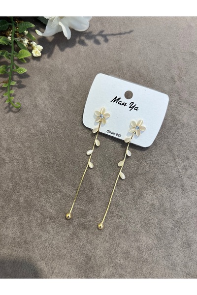 BEREN KILIÇ Gold İnci Detaylı Sallantılı Küpe