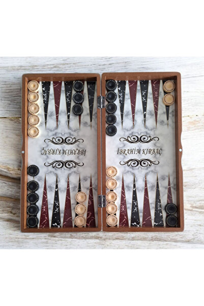 MSMETICARET Kişiye Özel İsim (Oymalı) Büyük Boy Tavla Takımı + İsme özel ahşa...