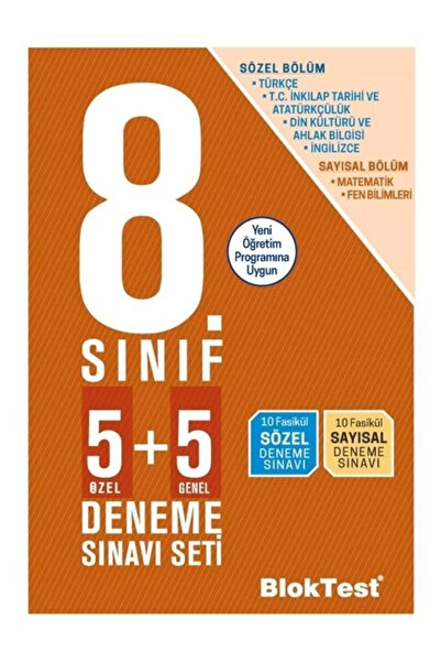 Bloktest Yayınları 8. Sınıf 5 + 5 Sözel Bölüm Deneme Sınavı Blok Test Yayınları