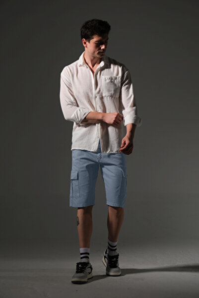 Domoda Slim Fit None Denim Side Pocket Stretch Fabric Men's Jean Cargo Shorts