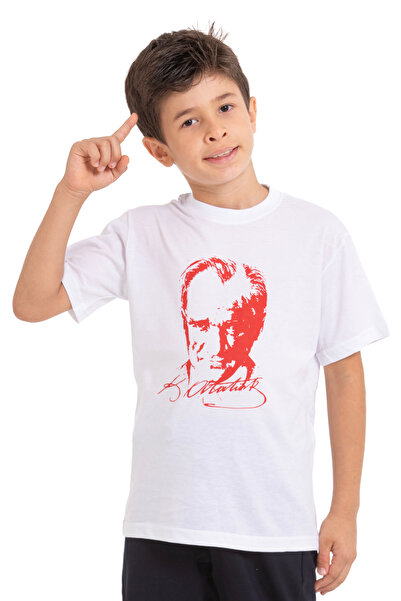 redbug kids Детска унисекс памучна тениска с кръгло деколте и щампа на Ататюр...