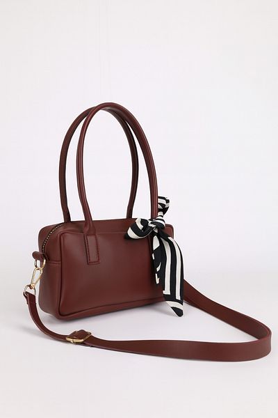 NOTHING Women's Burgundy Adjustable Strap Hand and Shoulder Bag with Scarf and Card Holder Gift Mori