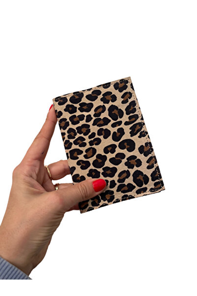 Pinkylola Seyahat Serisi SÜET LEOPAR Baskılı Hakiki SÜET Pasaport Kılıfı (hed...