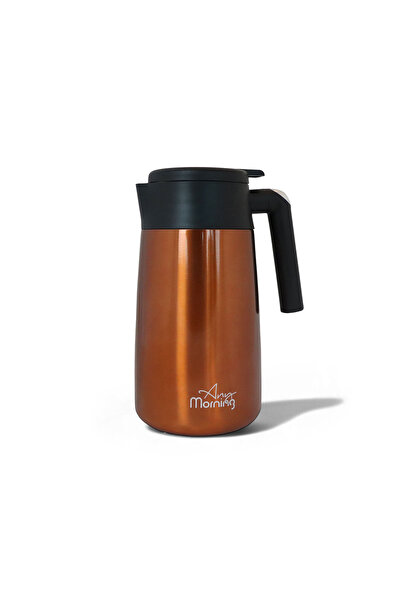 Any Morning إبريق حراري سعة 40 أونصة SI232250 - وعاء تقديم قهوة معزول من الفولاذ المقاوم للصدأ، بتأثير نحاسي