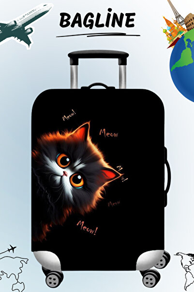 Bagline Lycra țesătură flexibilă Confused Cat Printed Durabilă pentru valiză ...